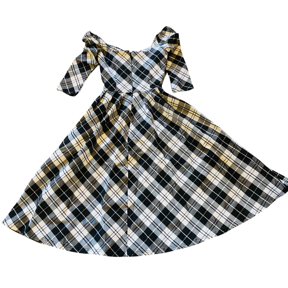 UNIQUE VINTAGE Plaid Sweetheart Swing Dress Black White Pin Up - Picture 5 of 8